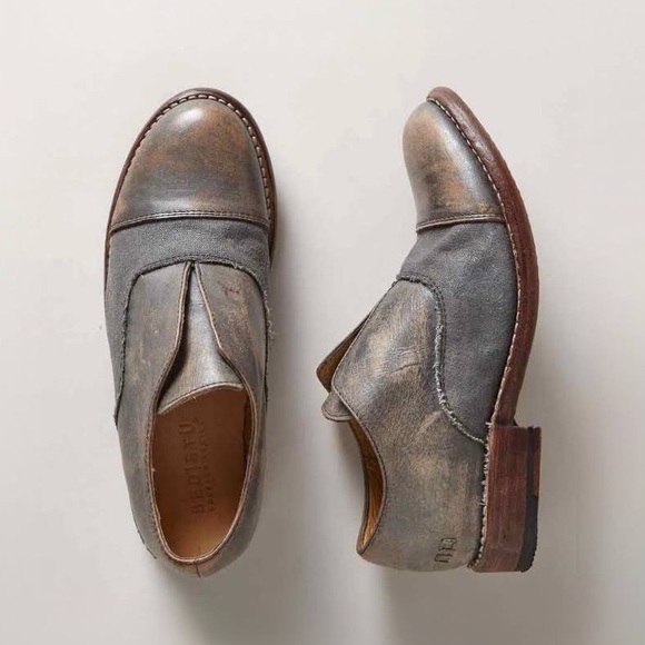Bed Stu Shoes Bed Stu Silver Garden Gray Distressed Leather Oxford